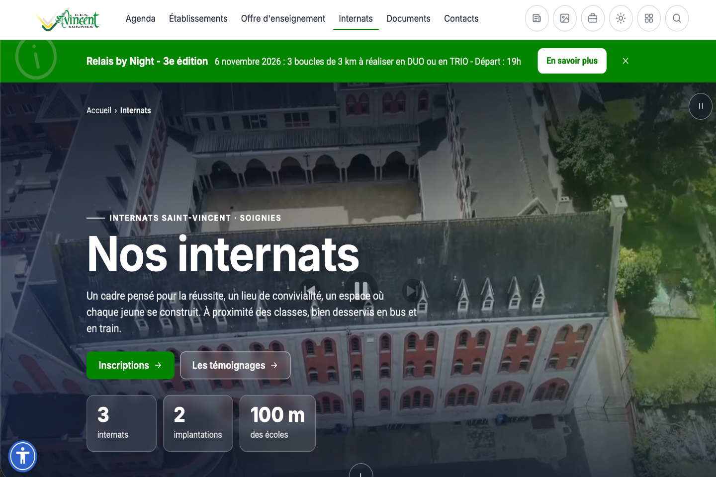 Page d'accueil du site CES Saint-Vincent